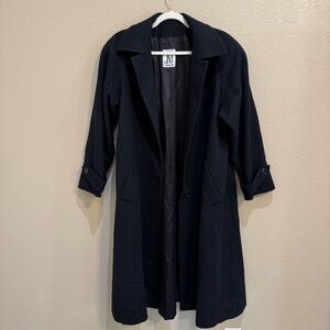 Vintage Jones New York 100% Wool Black Trench Coat – One Size